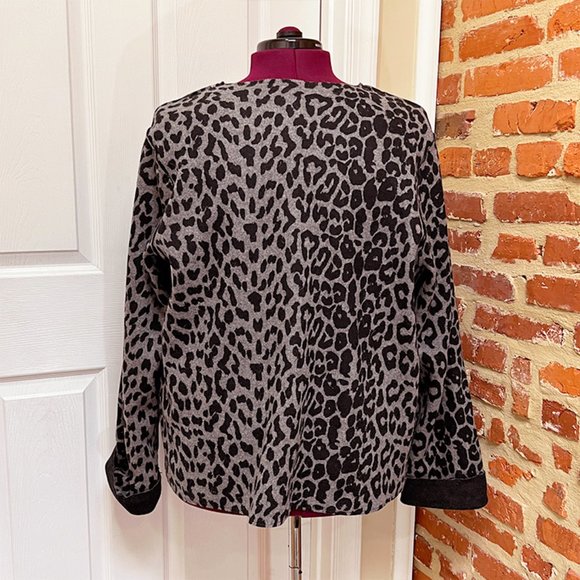 NWOT Jones New York Reversible Leopard Print & Black Wool Felt Jacket - Picture 9 of 11